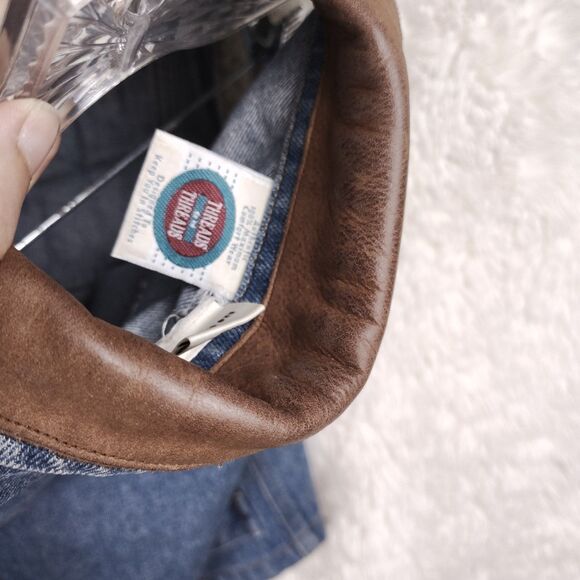 Vintage 80s-90s Denim Embellished Threads On Threads Vest 100% Cotton Sz M/L - Picture 12 of 12